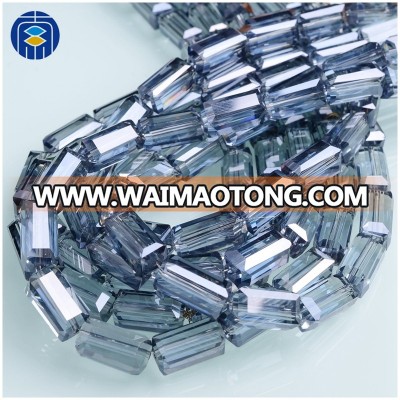 Faceted Crystal Glass Rectangle Square Tube Crystal Long Cube Stick Beads